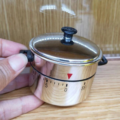 Stainless Steel Kitchen Timer Alarm Mechanical cooking Pot Shaped Timer 60 Minutes Cuisine