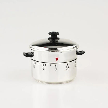 Stainless Steel Kitchen Timer Alarm Mechanical cooking Pot Shaped Timer 60 Minutes Cuisine