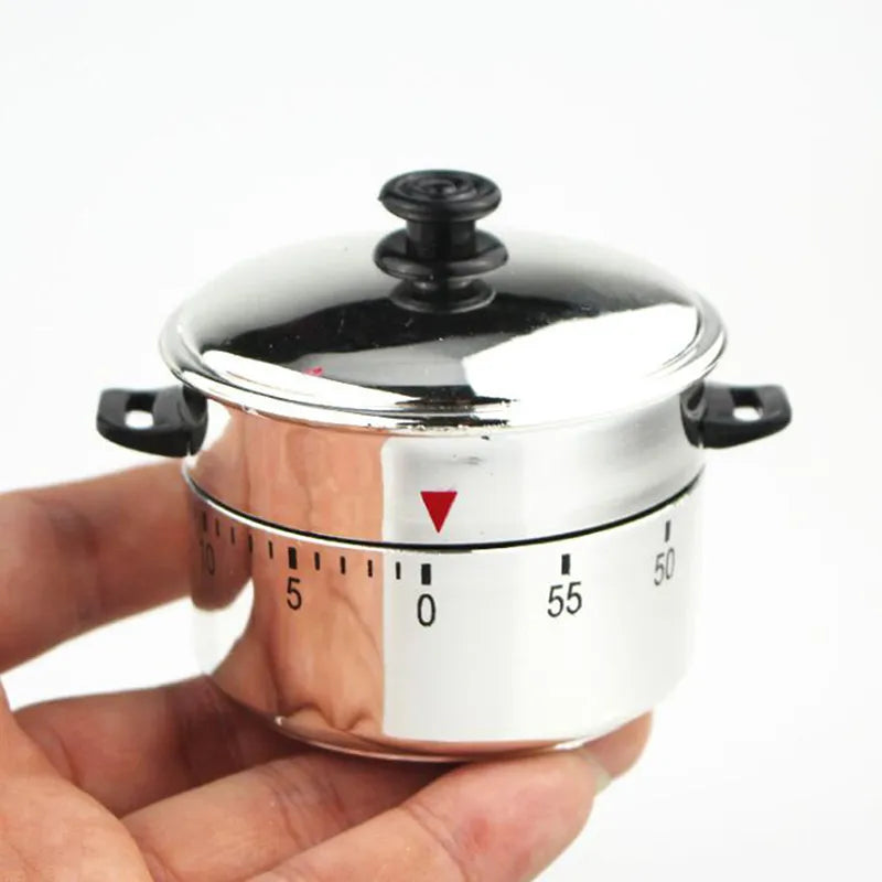 Stainless Steel Kitchen Timer Alarm Mechanical cooking Pot Shaped Timer 60 Minutes Cuisine