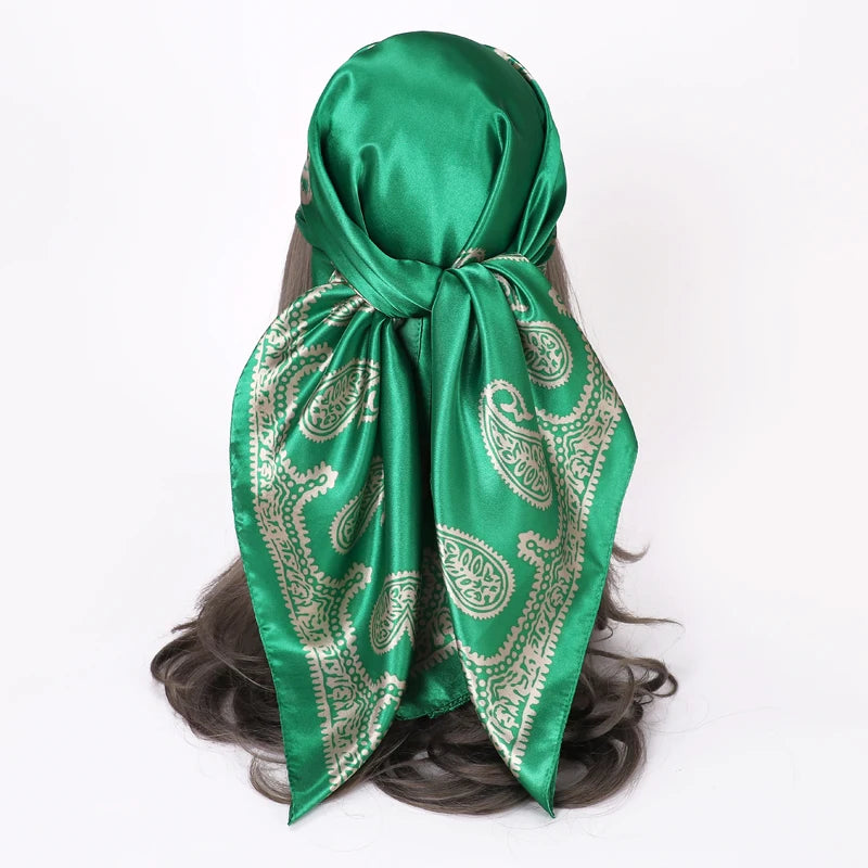 Paisley Scarf Fashion Boho Tribal Style Shawl Stole Hijab Faux Silk Hip Hop Headband 90*90cm