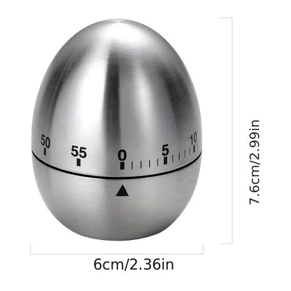 Stainless Steel Kitchen Timer Alarm Mechanical Egg Shaped Timer 60 Minutes Cuisine