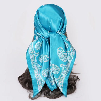 Paisley Scarf Fashion Boho Tribal Style Shawl Stole Hijab Faux Silk Hip Hop Headband 90*90cm