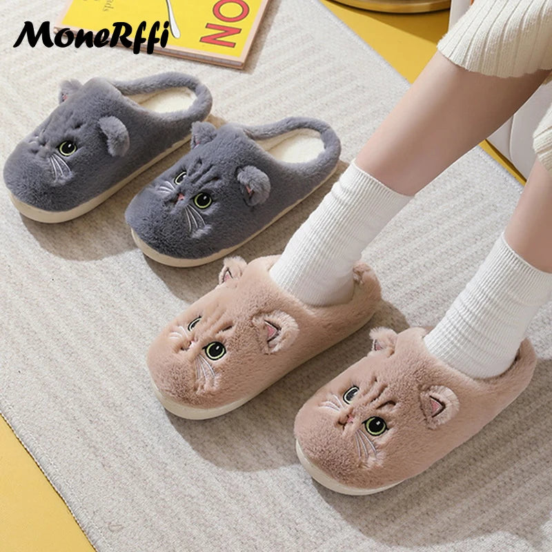 Cute Fluffy Cat or Bear indoor Anti-Slip Slippers