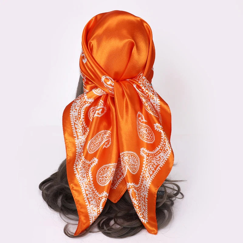 Paisley Scarf Fashion Boho Tribal Style Shawl Stole Hijab Faux Silk Hip Hop Headband 90*90cm