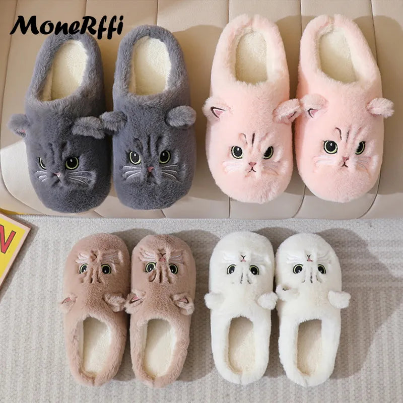 Cute Fluffy Cat or Bear indoor Anti-Slip Slippers