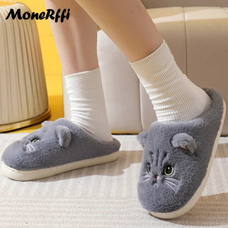 Cute Fluffy Cat or Bear indoor Anti-Slip Slippers