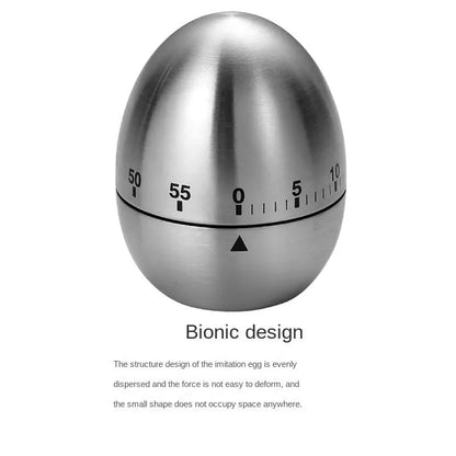 Stainless Steel Kitchen Timer Alarm Mechanical Egg Shaped Timer 60 Minutes Cuisine