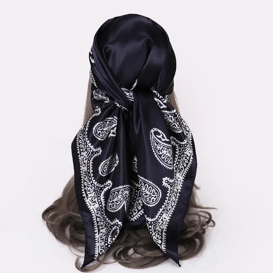 Paisley Scarf Fashion Boho Tribal Style Shawl Stole Hijab Faux Silk Hip Hop Headband 90*90cm